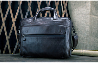 Large Men Leather Handbgs Male Genuine Leather Business Travel Brifcases Bag Men's 15.6 Inch Laptop Shoulder Bag Business A4 Bag ALODIA STORE