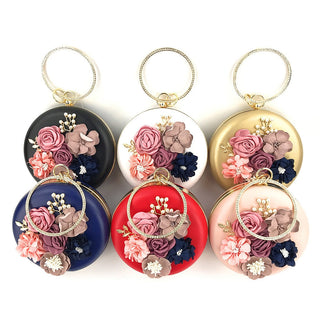 Pink Round Flower Clutch Bag ALODIA STORE