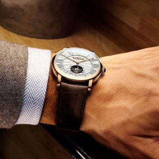 Switzerland Luxury Brand Men Skeleton Watch Leather Seagull Movement Automatic Men Watch Business relogios masculino Waterproof ALODIA STORE