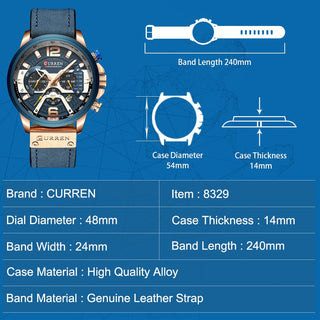 Top  CURREN Brand Casual Fashion Watches for Male Sport Military Leather Wrist Watch Men Watch Chronograph Relojes Hombre ALODIA STORE