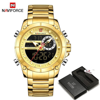 NAVIFORCE Luxury Original Sports Wrist Watch For Men Quartz Steel Waterproof Dual Display Fashion Watches Relogio Masculino 9163 ALODIA STORE