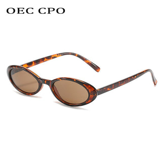 OEC CPO Sexy Small Oval Women's Sunglasses 2021 New Fashion Leopard Brown Hot Sun Glasses Female Retro Colorful Shade Eyeglass alodia store