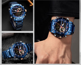 NAVIFORCE Luxury Original Sports Wrist Watch For Men Quartz Steel Waterproof Dual Display Fashion Watches Relogio Masculino 9163 ALODIA STORE