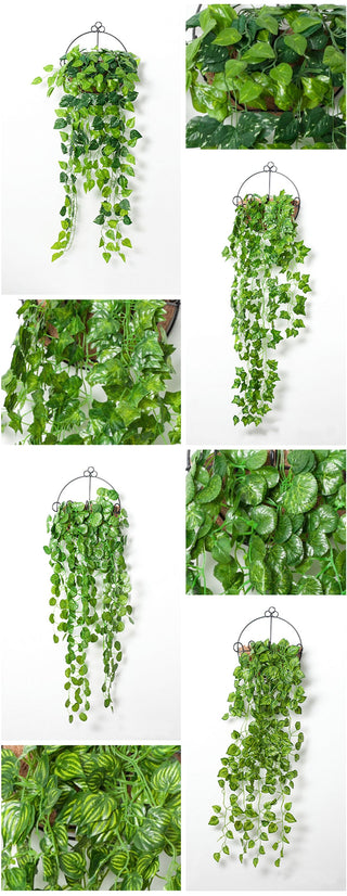 Artificial Plant Vines Wall Hanging Rattan Leaves Branches Outdoor Garden Home Decoration Plastic Fake Silk Leaf Green Plant Ivy ALODIA STORE
