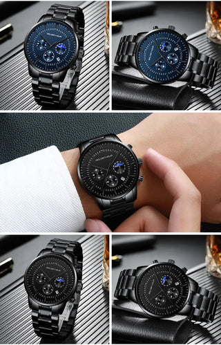 GOLDENHOUR Men's Watch Top Brand Luxury Fashion Quartz Watch Men Leather Waterproof Sports Wrist Watch Male Relogio Masculino ALODIA STORE