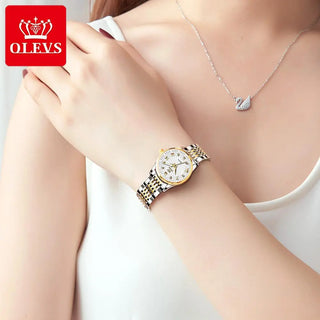 OLEVS Luxury Brand Ladides Automatic Mechanical Wristwatch Waterproof Stainless Steel Simple Watch For Women Gift for girl ALODIA STORE