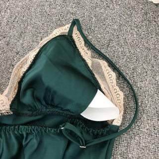 Satin Robe Set Sexy Female Sleepwear Summer Kimono Bathrobe Lace Trim Bride Bridesmaid Dressing Gown Casual Nightgown ALODIA STORE