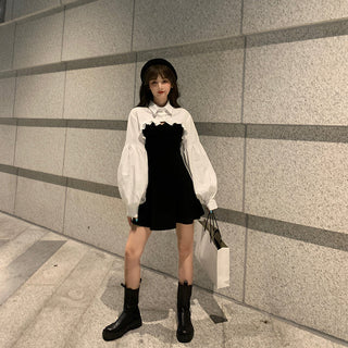Elegant Party Dress Women Long Sleeve Sweet Empire High Street Mini Dress Gothic Y2k Dress ALODIA STORE