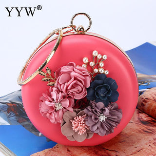 Pink Round Flower Clutch Bag ALODIA STORE