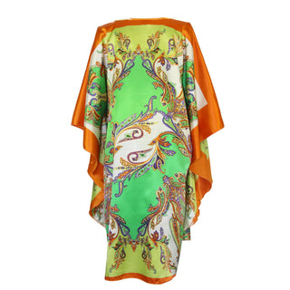 Sexy Female Silk Rayon Robe Bath Gown Nightgown Summer Casual Home Dress Printed Loose Sleepwear Plus Size Nightwear Bathrobe ALODIA STORE