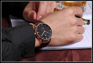 Famous Brand WWOOR Watch Men Luxury Casual Quartz Watches For Men Sports Business Leather Wrist Watch Men Relogio Masculino ALODIA STORE