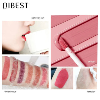 QIBEST Waterproof Liquid Lipstick Lips Makeup Lip Gloss Long Lasting 8 Colors Nude Cosmetic Makeup Matte Lipgloss Lip Tint Matte ALODIA STORE