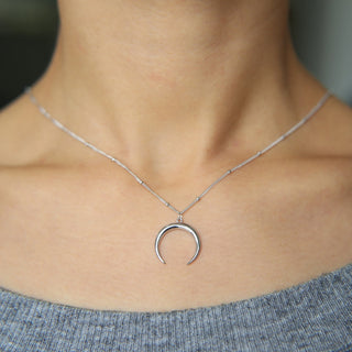 Hot Sale Delicate Moon pendant Necklace Jewelry Curved Moon Necklace Gold color 925 Silver Moon Necklace Jewelry Birthday Gift ALODIA STORE