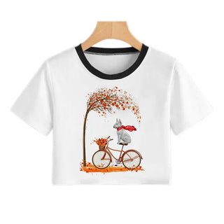Summer fashion Harajuku Sexy tank Crop Top White T Shirt Clothes Women Cute Korean Style Graphic printed Croptop Short sleeve ALODIA STORE
