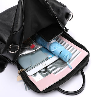 New Women Backpacks Soft Leather Fashion Casual Tassel ALODIA STORE