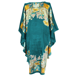 Sexy Female Silk Rayon Robe Bath Gown Nightgown Summer Casual Home Dress Printed Loose Sleepwear Plus Size Nightwear Bathrobe ALODIA STORE