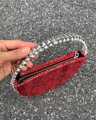 Luxury Colored Diamond Half Moon Women Purses and Handbags Evening Bag Serpentine Designer Party Clutch Bag Chic Wedding Bag ALODIA STORE