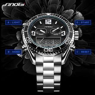 SINOBI Men's Sports Watch Luxury Male Stainless Steel Chronograph Quartz Watches Military Wrist Watch Gift for Men Reloj Saat ALODIA STORE