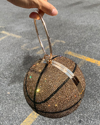 Luxury Basketball Diamond Party Evening Bag Purses and Handbag for Women Ball Shape Shoulder Bag Clutch Designer Crossbody Bag ALODIA STORE