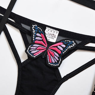 Ellolace Sexy Butterfly Lingerie Hollow Out Bra and Party Sets Women's Underwear Female 3 Piece Set Lingerie Transparent Bra Set ALODIA STORE