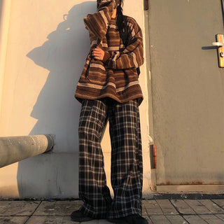 Unisex oversized Women Striped Kn Japanese ALODIA STORE