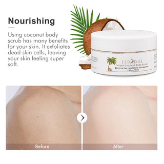 Luxsimel coconut Body Scrub Soft Sugar Organic Exfoliating Whitening Nourishing White Face cream for skin care body scrub cream ALODIA STORE