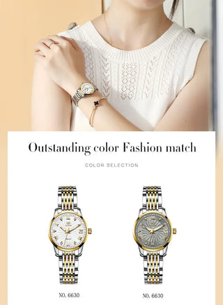 OLEVS Luxury Brand Ladides Automatic Mechanical Wristwatch Waterproof Stainless Steel Simple Watch For Women Gift for girl ALODIA STORE