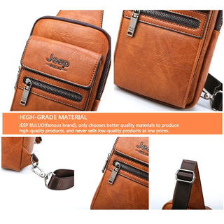 JEEP BULUO Brand Fashion Sling Bags High Quality Men Bags Split Leather Large Size Shoulder Crossbody Bag For Young Man ALODIA STORE