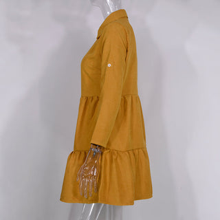 Shirt Dress Long Sleeve Women Clothing Autumn Winter Dress Button Turn-down Collar Ladies A-line Mini Party Dress 2022 Vestidos ALODIA STORE