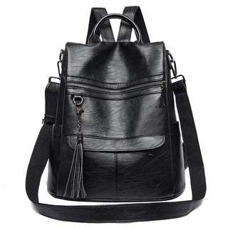New Women Backpacks Soft Leather Fashion Casual Tassel ALODIA STORE