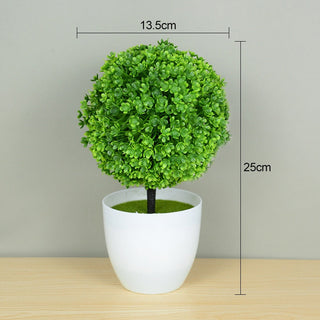Artificial Plants Potted Green Bonsai Small Tree Grass Plants Pot Ornament Fake Flowers for Home Garden Decoration Wedding Party ALODIA STORE