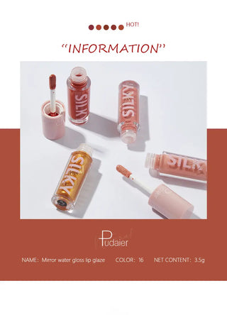 Pudaier 16 Colors Hydrating Lipstick For Lips Makeup Waterproof  Lipsticks Satin Glitter Lip Glaze Professional Lip Gloss ALODIA STORE