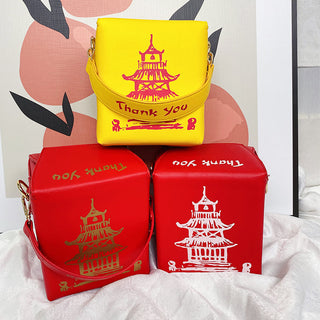 ENJOININ Chinese Takeout Box Purse Pu Leather Women ALODIA STORE