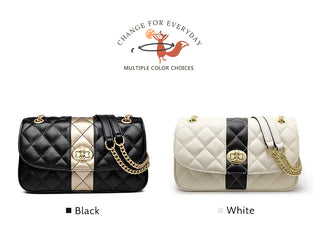 FOXER Women Crossbody Shoulder Bag Diamond Lattice Handbag Lady Purse Split Leather Chain Strap Messenger Bag Valentine Day Gift ALODIA STORE