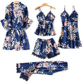 Sexy Lady Women Satin Short Kimono Robe Pajamas Bathrobe Print Floral Sleepwear Soft Wedding Bride Bridesmaid Homewear ALODIA STORE