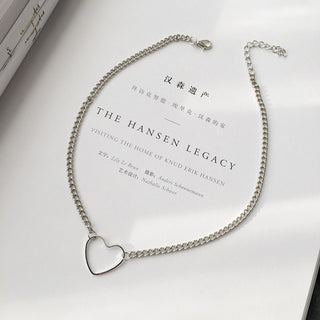 New Hollow Korean Sweet Love Heart Choker Necklace Statement Girlfriend Gift Cute Bicolor Necklace Jewelry Collier Femme 2022 ALODIA STORE