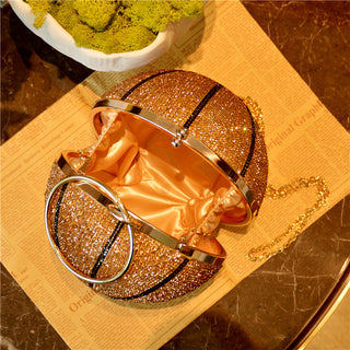 Luxury Basketball Diamond Party Evening Bag Purses and Handbag for Women Ball Shape Shoulder Bag Clutch Designer Crossbody Bag ALODIA STORE