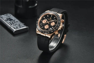 PAGANI DESIGN Top Brand New Rubber Strap Chronograph Watch Men Quartz Wristwatch Luxury Sapphire Glass Sports Watch Men Relogio ALODIA STORE