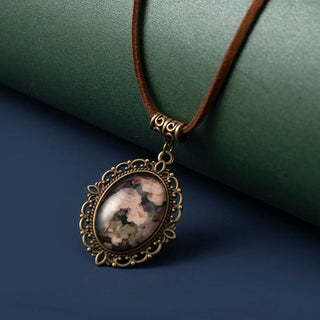 Vintange White Rose Flowers time gem Pendant Necklace Leather Rope Chain Necklace Women Fashion Jewelry SX-25 ALODIA STORE