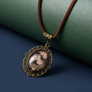 Vintange White Rose Flowers time gem Pendant Necklace Leather Rope Chain Necklace Women Fashion Jewelry SX-25 ALODIA STORE
