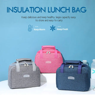 PURDORED 1 Pc Portable Large Lunch Bag Waterproof Food Picnic Lunch Box Bag Insulated Women Cooler Bags Fresh Bento Food Pouch ALODIA STORE