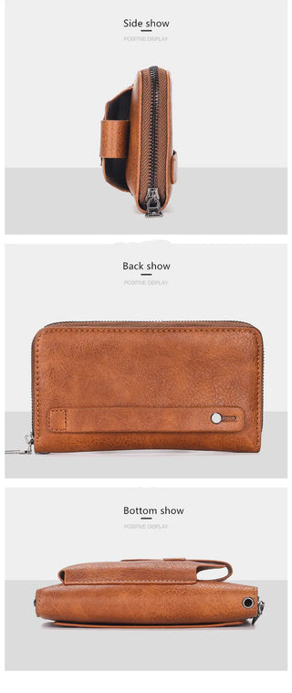 JEEP BULUO Leather Men Clutch Wallet Brand Purse For Phone Double Zipper Luxury Wallet Leather Clutch Bag Large Capacity  ALODIA STORE