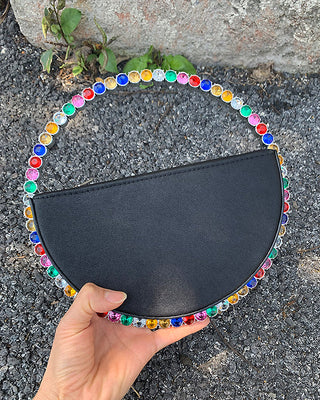 Luxury Colored Diamond Half Moon Women Purses and Handbags Evening Bag Serpentine Designer Party Clutch Bag Chic Wedding Bag ALODIA STORE
