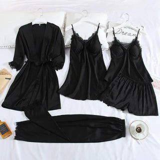Sexy Lady Women Satin Short Kimono Robe Pajamas Bathrobe Print Floral Sleepwear Soft Wedding Bride Bridesmaid Homewear ALODIA STORE