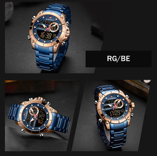 NAVIFORCE Luxury Original Sports Wrist Watch For Men Quartz Steel Waterproof Dual Display Fashion Watches Relogio Masculino 9163 ALODIA STORE