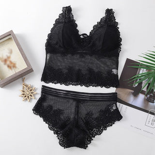 Fashion Female Bra Aet Sexy Lace Tube Top Women Gather Bra Panties Underwear Set ALODIA STORE