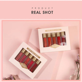 IMAGIC  5-color Set Waterproof Matte Velvet Nude Nude Color Lipstick Lip Gloss Deep Red Long Lasting Lip Gloss Female Lip - Alodia Store