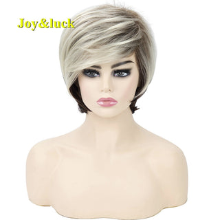 Short Ombre Blonde Wig Synthetic Bob Straight Hair With Bangs Women Natural Daily Wear Wig ALODIA STORE