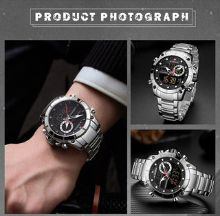NAVIFORCE Luxury Original Sports Wrist Watch For Men Quartz Steel Waterproof Dual Display Fashion Watches Relogio Masculino 9163 ALODIA STORE
