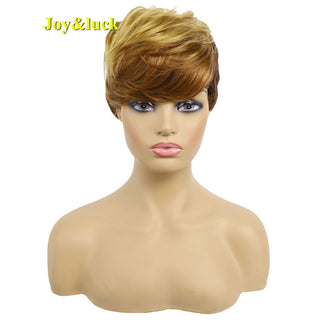 Short Ombre Blonde Wig Synthetic Bob Straight Hair With Bangs Women Natural Daily Wear Wig ALODIA STORE